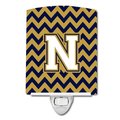 Carolines Treasures Carolines Treasures CJ1057-NCNL Letter N Chevron Navy Blue & Gold Ceramic Night Light CJ1057-NCNL